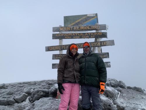 Sam and Joe at the summit of Kilimanjaro.